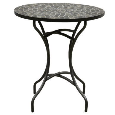 Korsika kerti kávézóasztal, mozaik asztallap, fekete fém láb