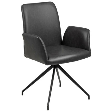 Naya forgódesign karfás szék, fekete műbőr