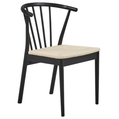 Norrland design szék, fonott ülőlap, fekete fa láb