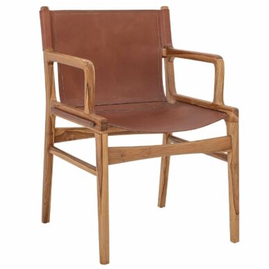 Ollie karfás lounge szék, barna bőr