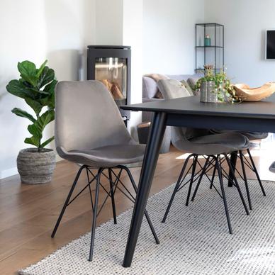 Oslo design szék, szürke bársony, fekete láb