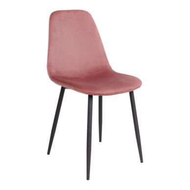 Stockholm design szék, rózsaszín bársony, fekete fém láb