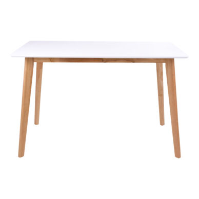 Vojens design étkezőasztal, fehér asztallap, natúr láb, 120x70x75cm