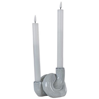 Kerámia gyertyatartó, szürke