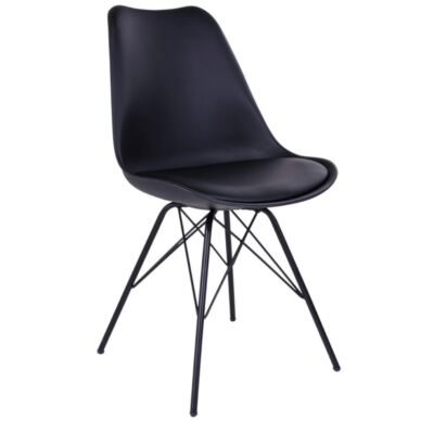 Oslo design szék, fekete PU, fém láb
