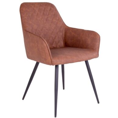 Harbo design szék, barna PU, acél láb