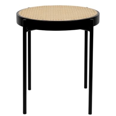 Spike lerakóasztal, fekete, rattan, D50 cm