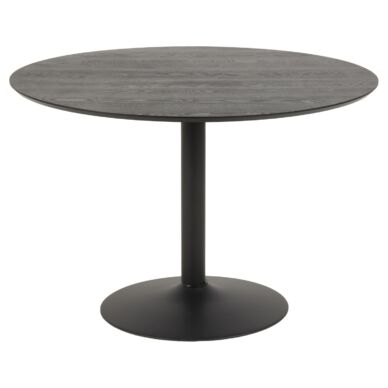 Ibiza étkezőasztal, D110 cm, fekete lakkozott kőris, fekete acél láb