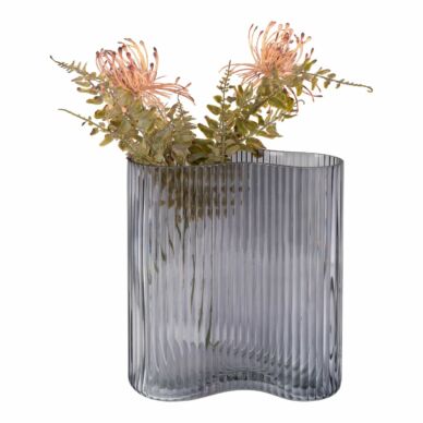Váza, füstüveg, H20cm