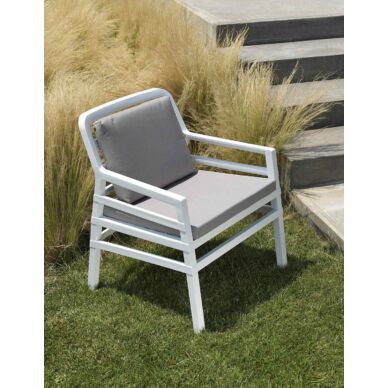 ARIA FIT fotel, bianco, grigio párnákkal