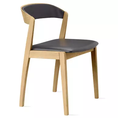 SM826 design szék, fekete bőr ülő/hátlap, olajozott natúr tölgy láb
