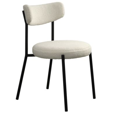 Gimli design szék, törtfehér bouclé, fekete fém láb