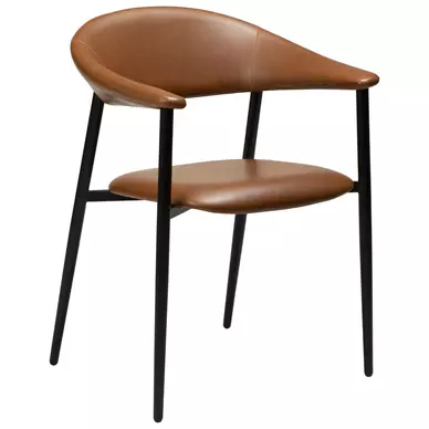Rover design karfás szék, vintage barna textilbőr, fekete fém láb