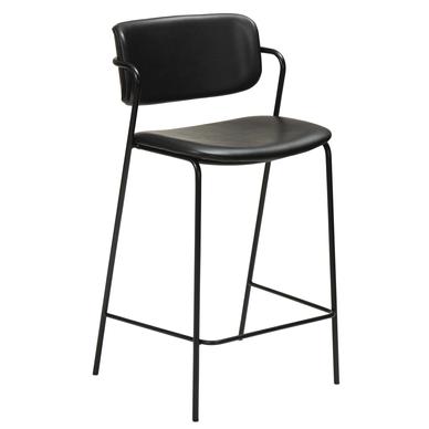 Zed design counter bárszék, vintage fekete műbőr, fekete fém láb