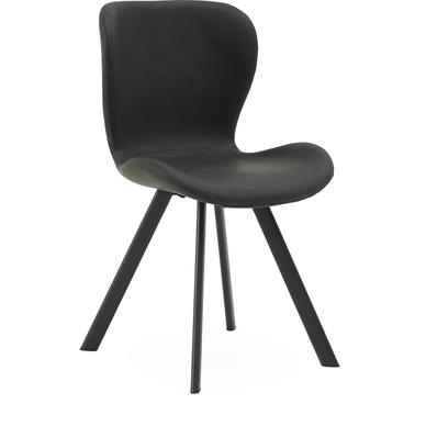 Batilda design szék, mokka bőr fekete fém láb