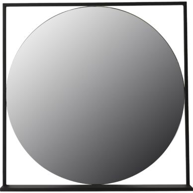Asgard tükör, polcos, fekete fém keret, 80x80 cm