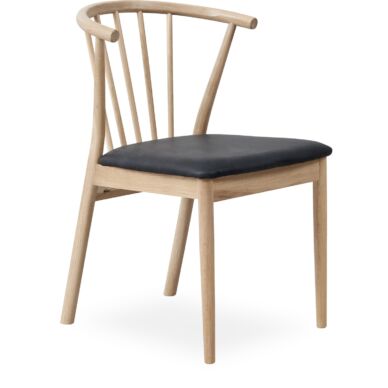 Norrland design szék, fekete műbőr, fehérített tölgy láb