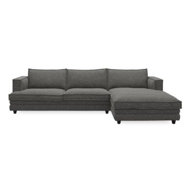 Agir ottomános kanapé, jobbos, sötétszürke szövet, fekete műanyag láb
