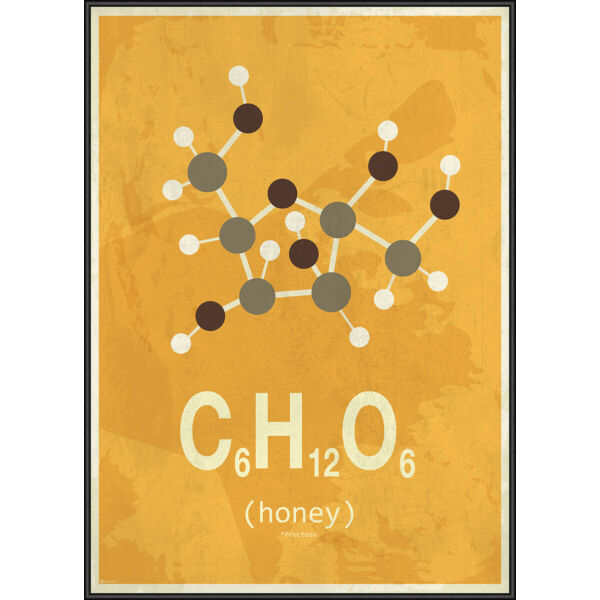 Molekula-méz kép, fekete kerettel, 50x70 cm
