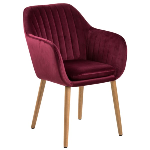 Emilia karfás design szék, bordó bársony