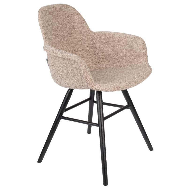 Albert Kuip karfás design szék, bézs szövet, fekete kőris faláb