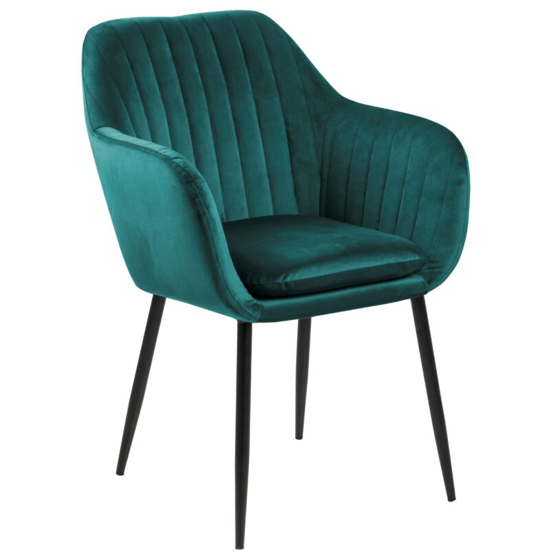 Emilia design karfás szék, sötétzöld bársony