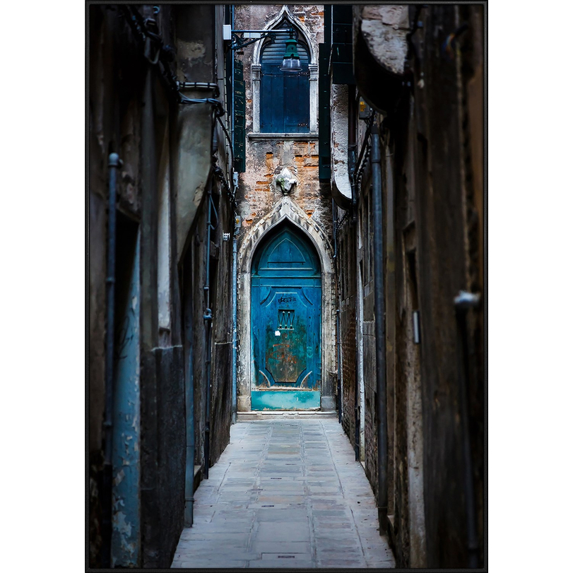 "Blue Door" kép, fekete, 70x100cm