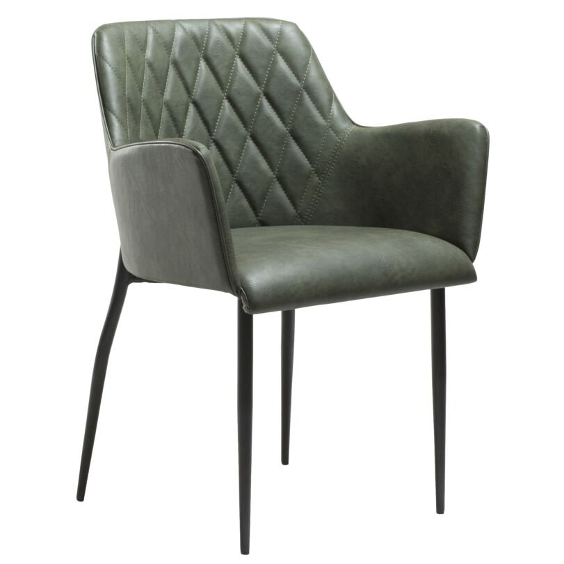 Rombo design karfás szék, zöld textilbőr