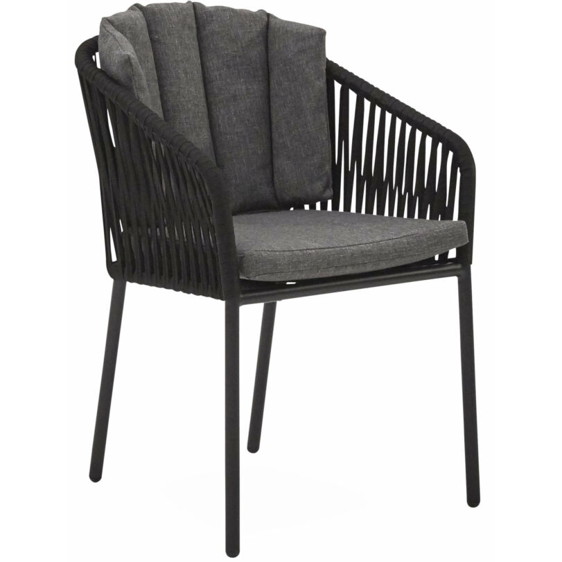 Ella kerti szék, fekete, szürke olefin párnával