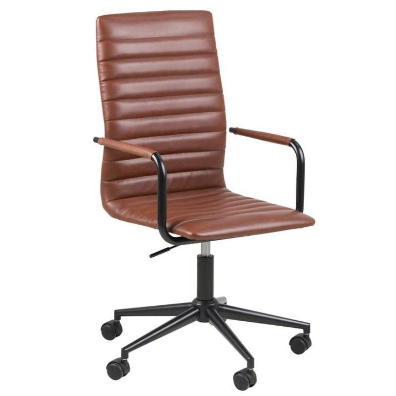 Shannon irodai design szék karfás, barna textilbőr