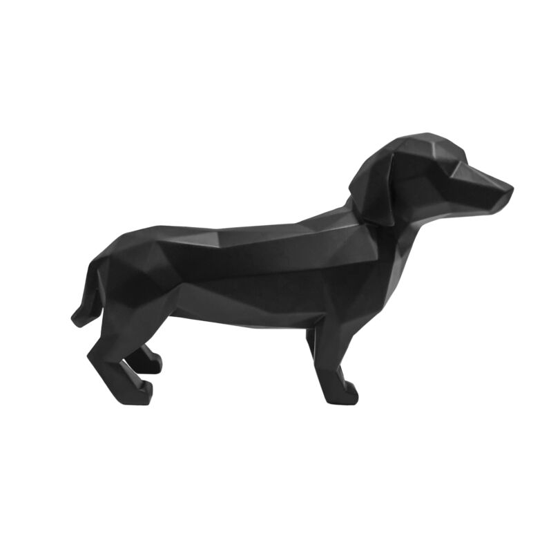 Origami álló kutya szobor, fekete