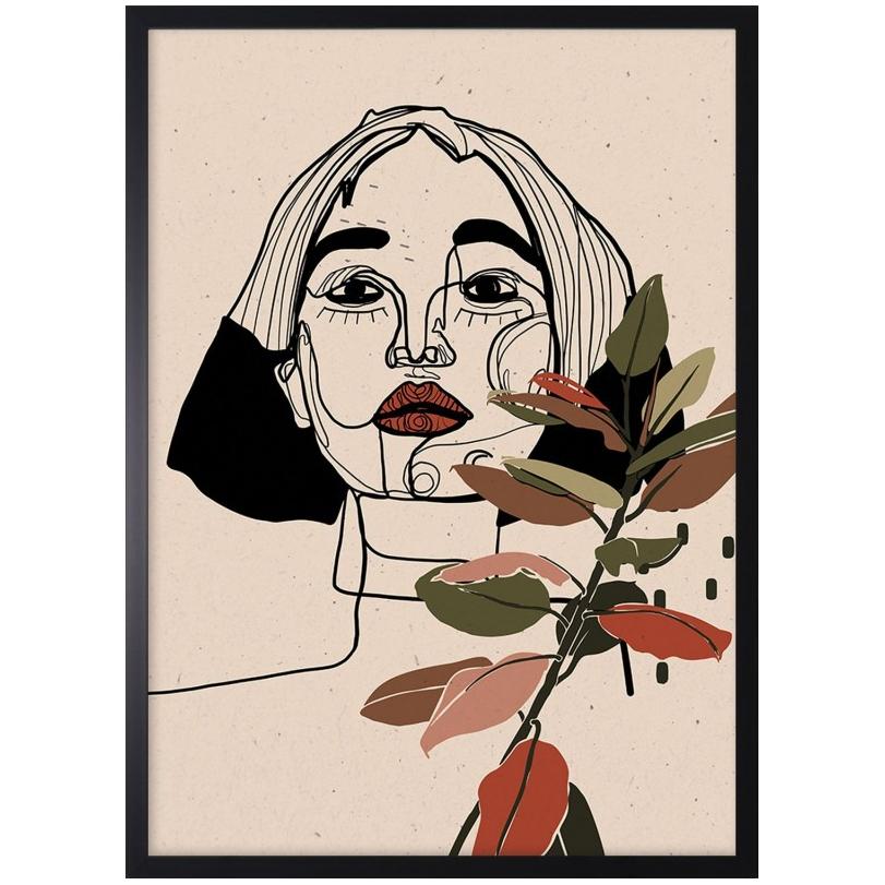 Linear woman with leaves kép, 53x73 cm