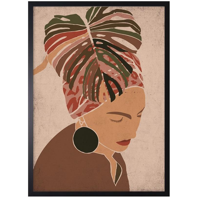 A woman under a Zen monstera leaf kép, 53x73 cm