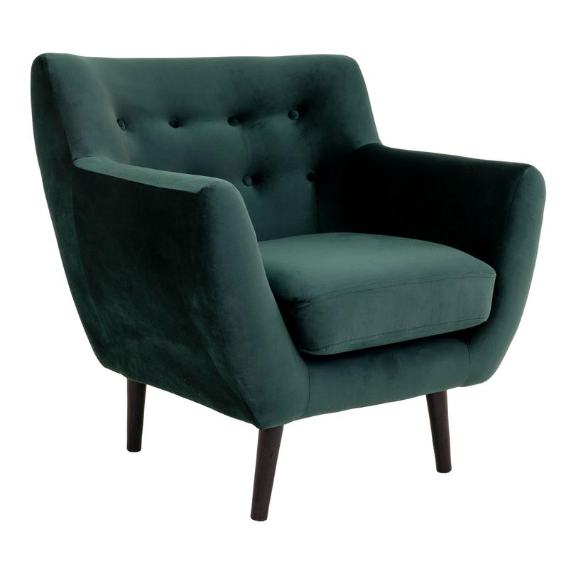 Monte design fotel, sötétzöld bársony