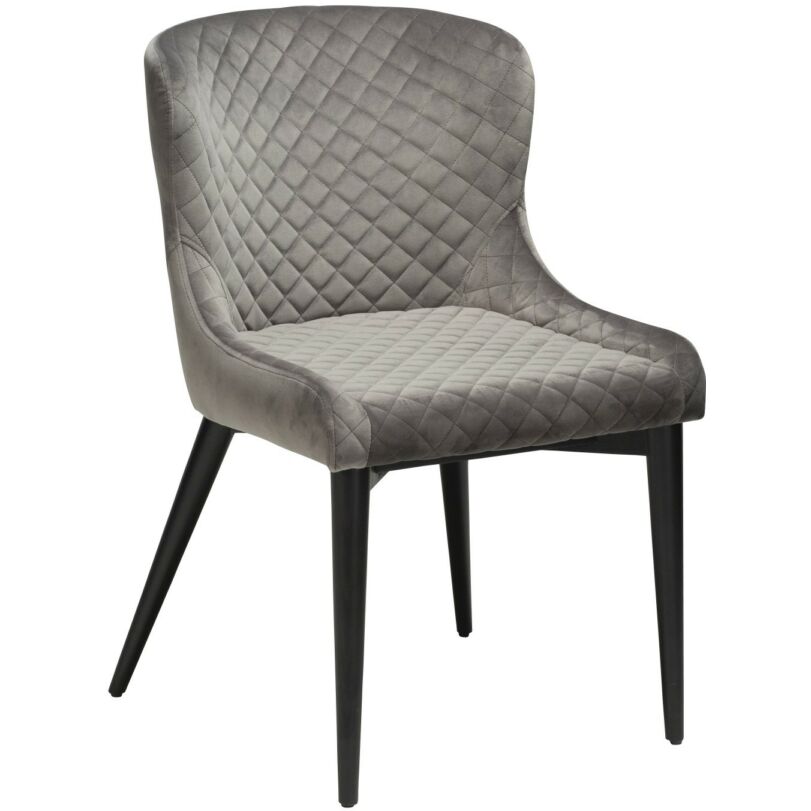 Vetro design szék, világosszürke bársony, fekete fa láb