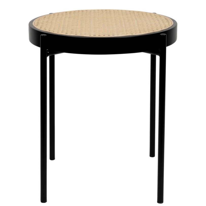 Spike lerakóasztal, fekete, rattan, D50 cm