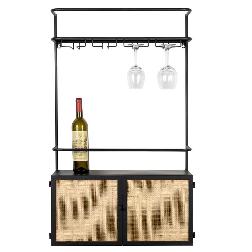 Guuji bortartó polc, fekete/rattan
