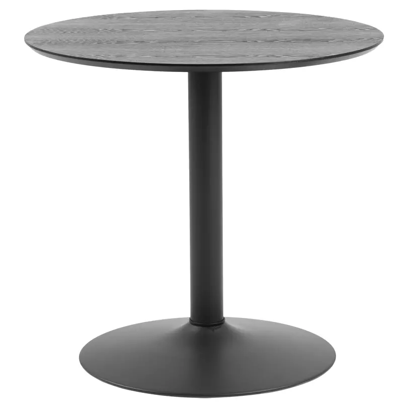 Ibiza étkezőasztal, D80 cm, fekete lakkozott kőris, fekete acél láb