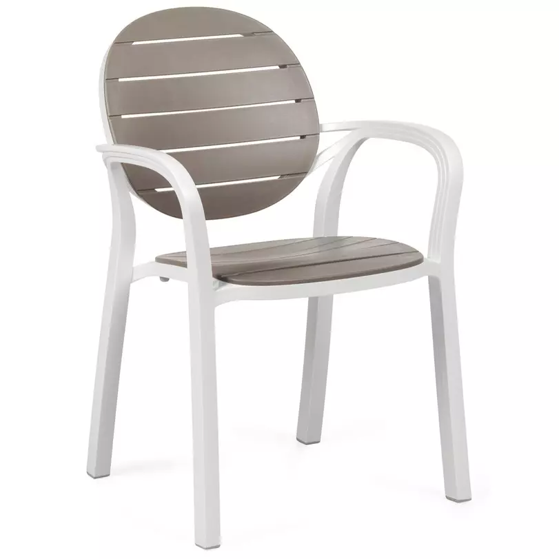 PALMA karfás kerti design szék, bianco/tortora