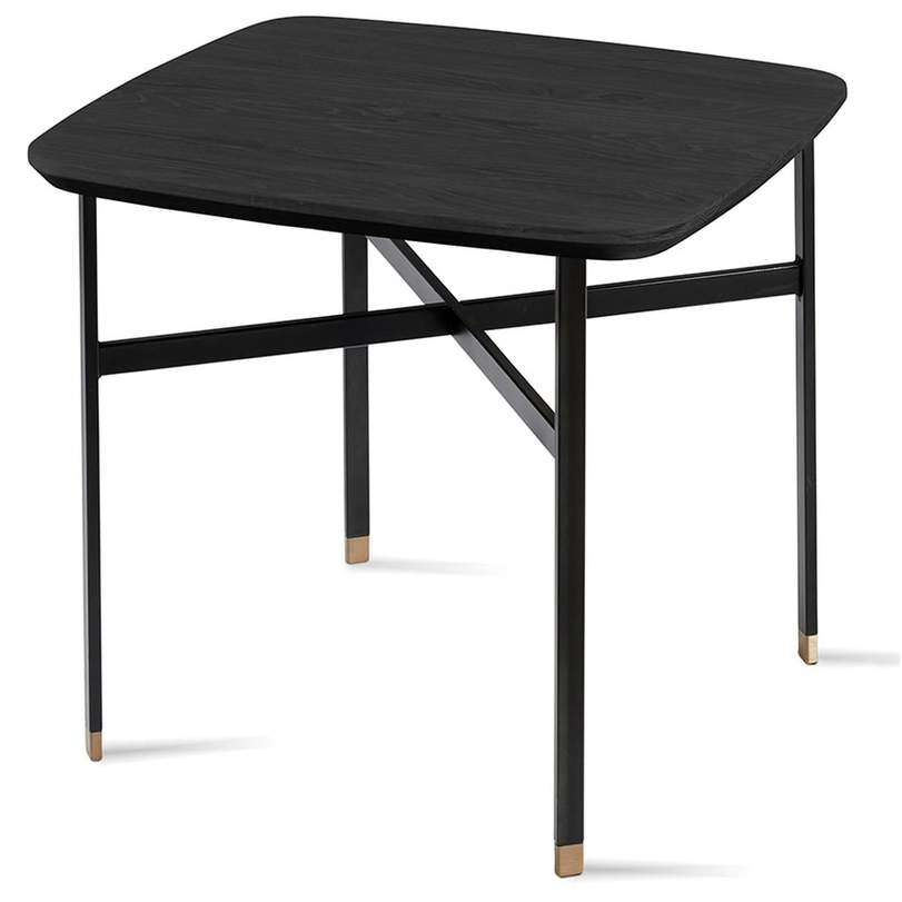 SM240 lerakóasztal, lakkozott fekete tölgy, fekete fém láb, 54x54cm