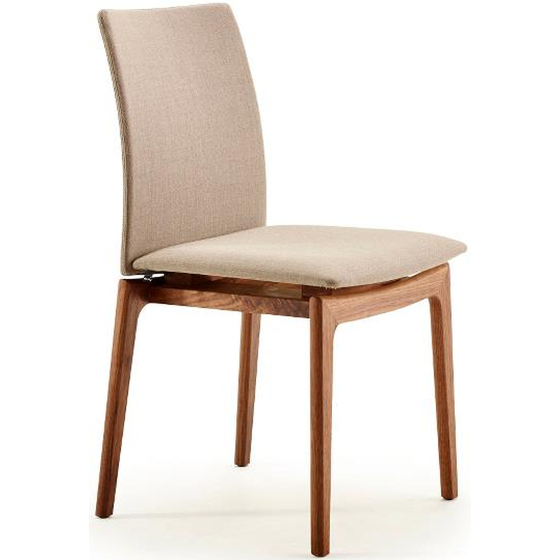 SM63 design szék, bézs szövet, olajozott dió láb