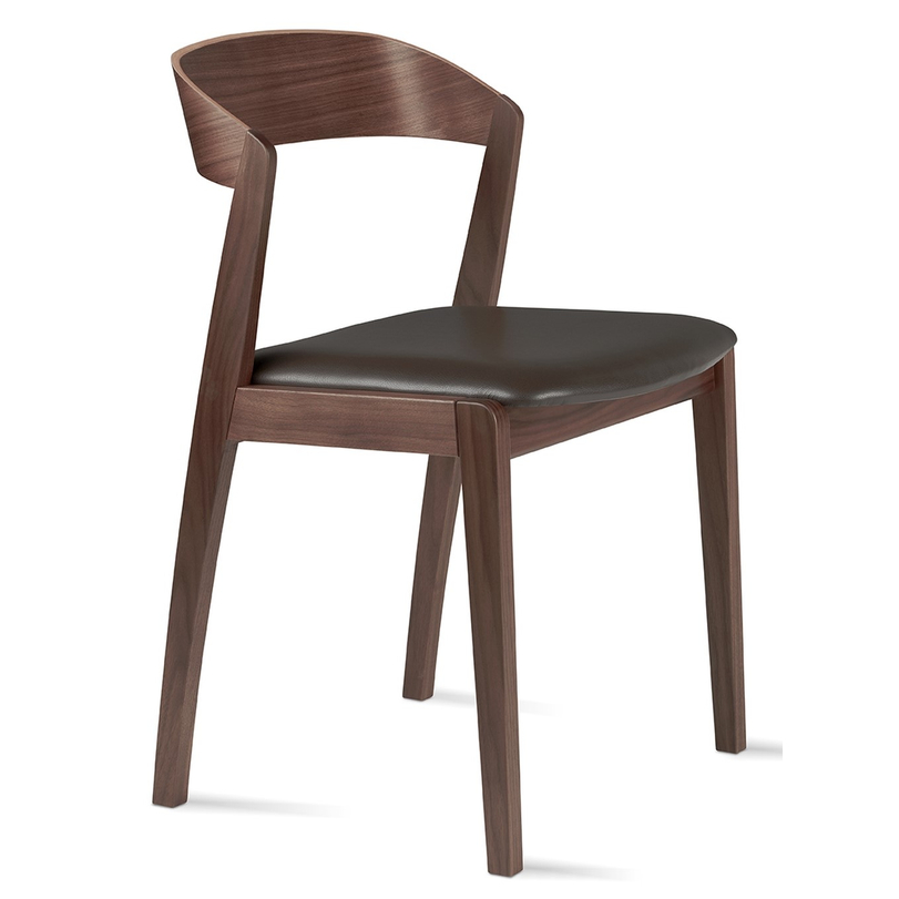 SM825 design szék, sötétbarna bőr, olajozott dió láb