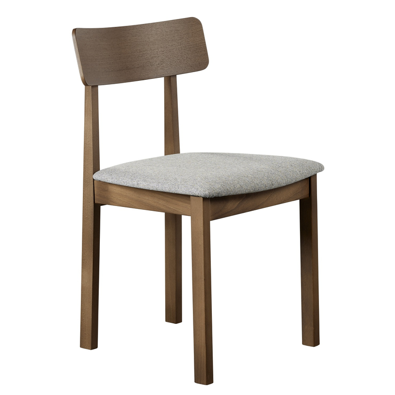 SM96 design szék, világosszürke szövet, lakkozott dió láb