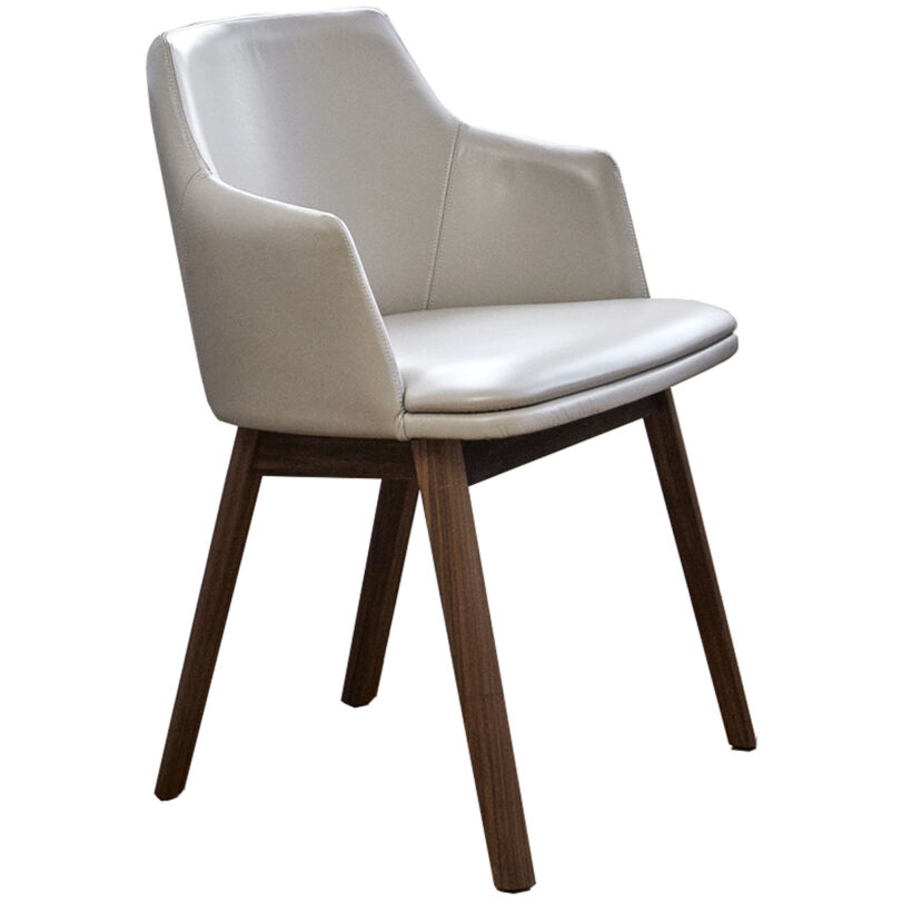 SM65 design szék, natúr bőr, olajozott dió láb