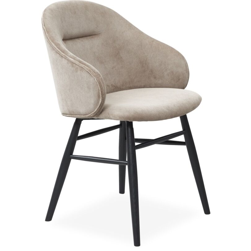 Ashton design karfás szék, homok bársony, fekete tölgy láb