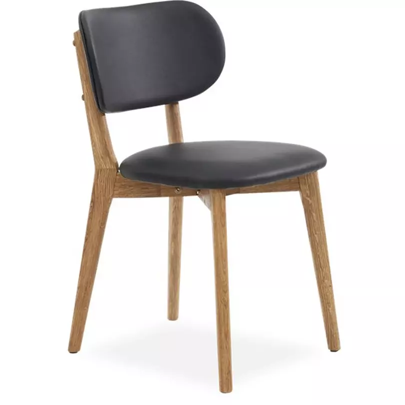 Zora design szék, fekete textilbőr, olajozott tölgy láb