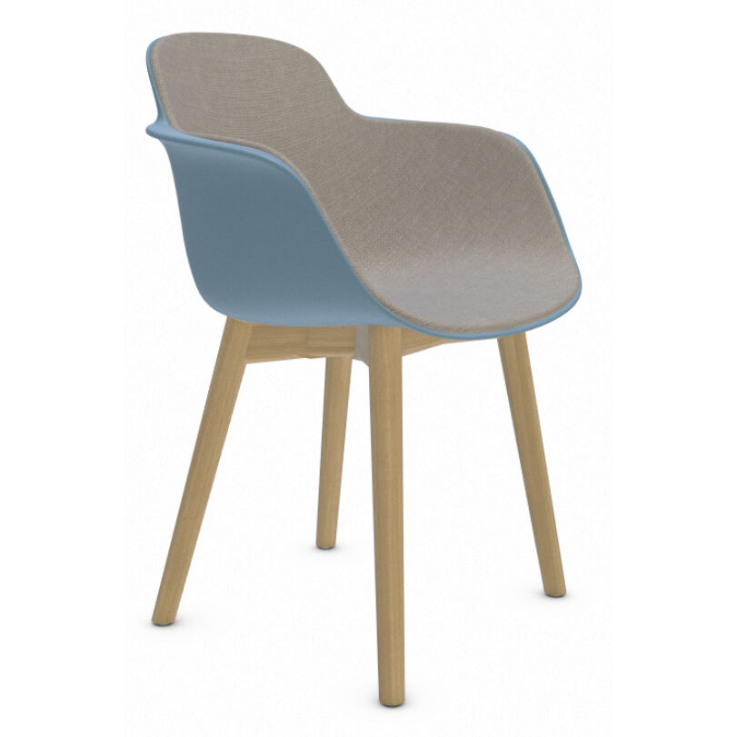 Sicla design karfás szék, világoskék, natúr kőris láb