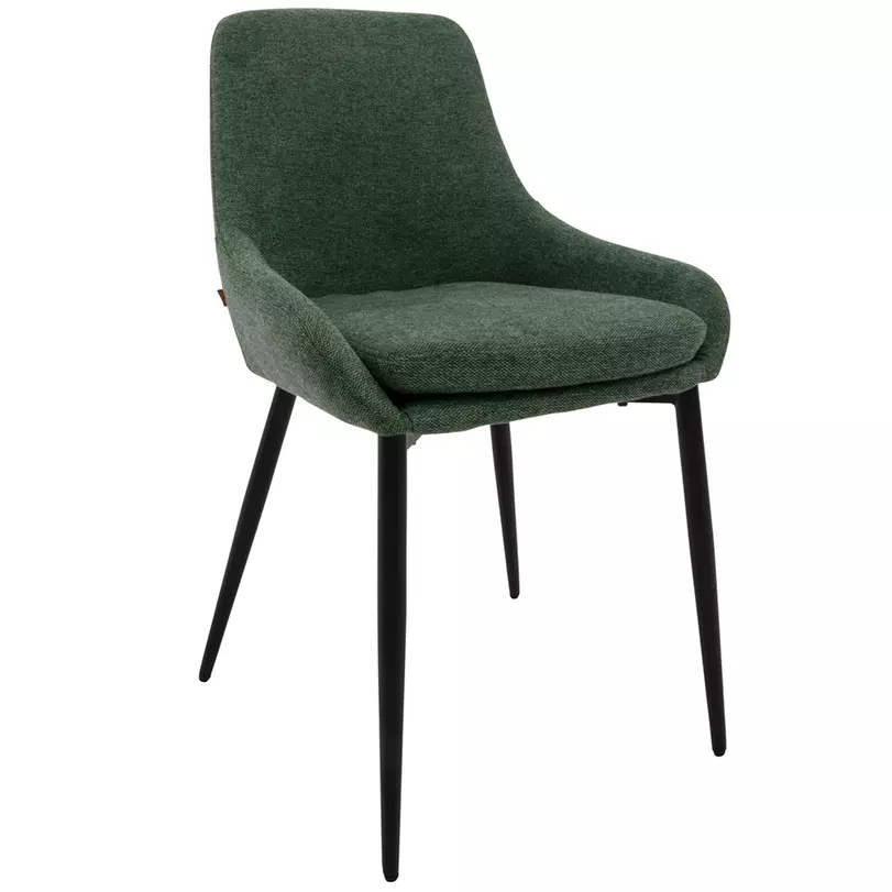 Liv design szék, zöld bouclé, fekete fém láb