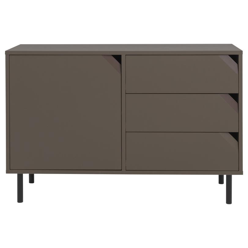 Corner komód, 1 ajtós, 3 fiókok, sötét taupe