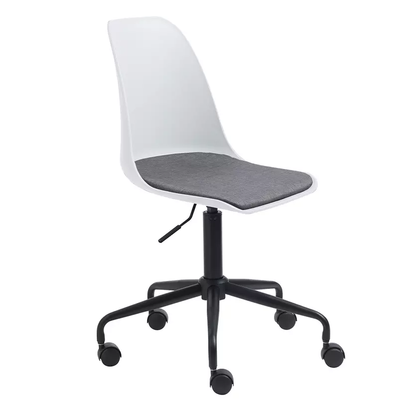 Whistler irodai szék, fehér PP, szürke ülőlap